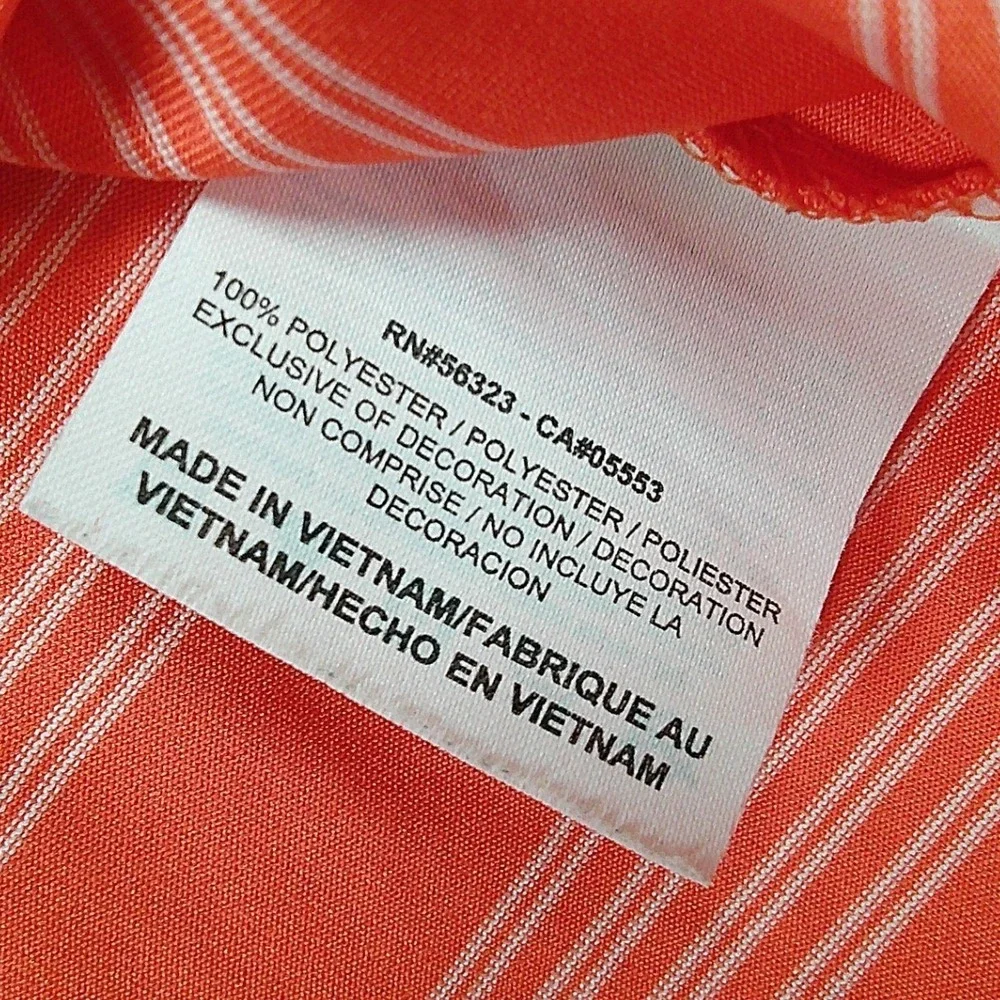 Nike Golf Tour Performance Polo Shirt Men Large Orange Striped Dri-FIT Short Slv